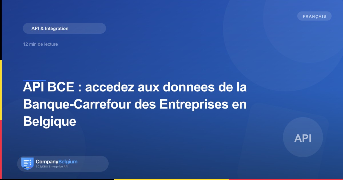 API BCE : accedez aux donnees de la Banque-Carrefour des Entreprises en Belgique