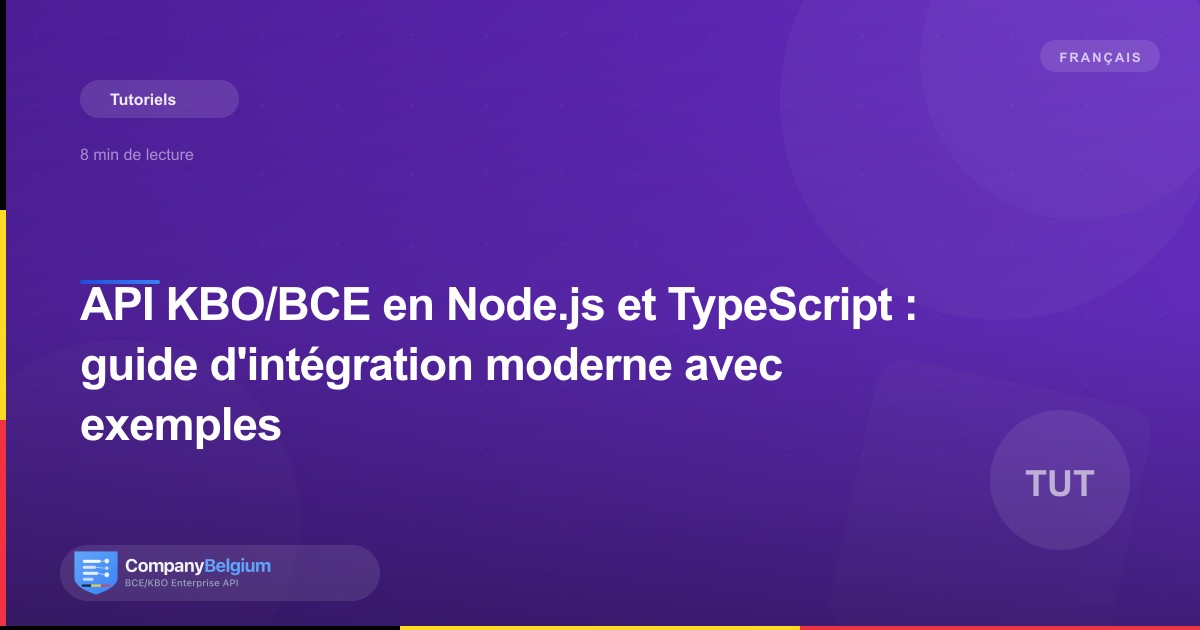 API KBO/BCE en Node.js et TypeScript : guide d'intégration moderne avec exemples