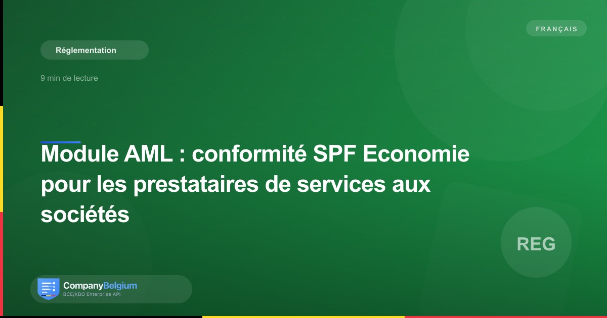 Module AML : conformité SPF Economie pour les prestataires de services aux sociétés
