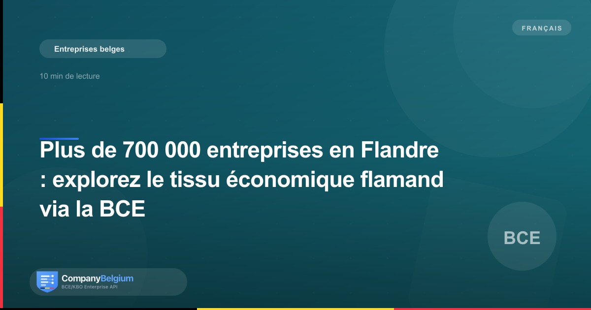 Plus de 700 000 entreprises en Flandre : explorez le tissu économique flamand via la BCE